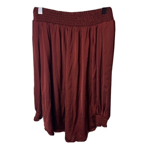 CAbi #3690 Foxy Off The Shoulder Smocked Rust Red Colored Blouse Size XS - Picture 1 of 5